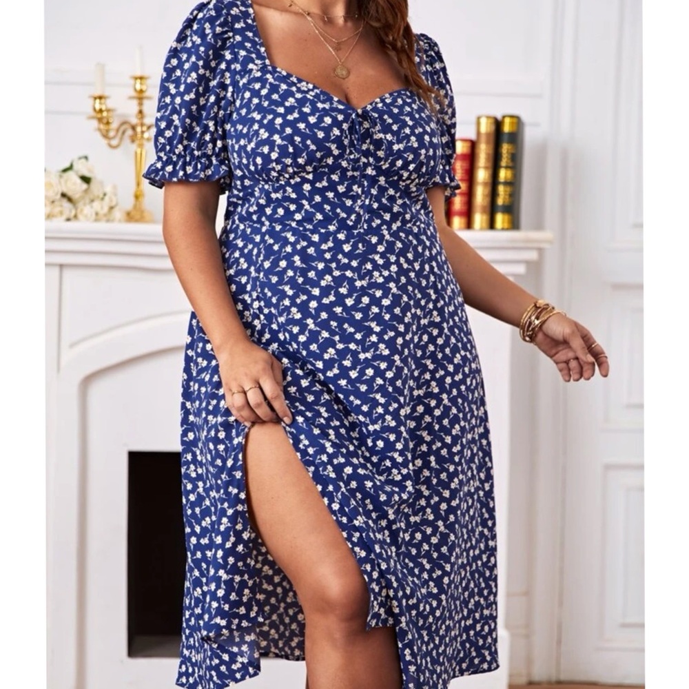 Puffy Sleeves Floral Dress